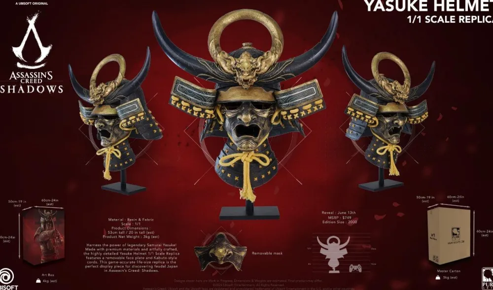Discount PureArts Assassin's Creed - Yasuke Helmet 1/1 Scale - Replica