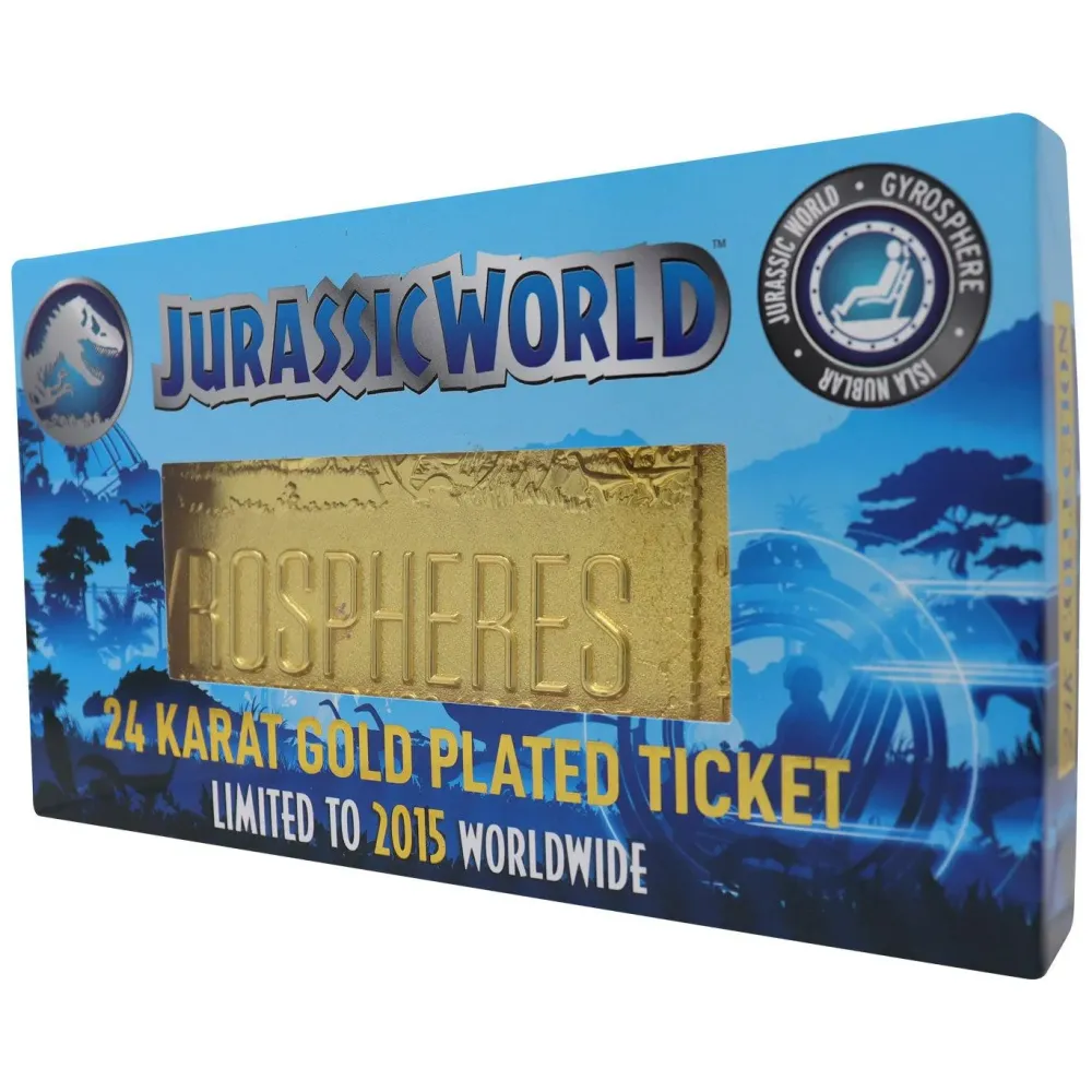 Sale Fanattik Jurassic World - Limited Edition 24k Gold Plated Gyrosphere Attraction Ticket - Replica