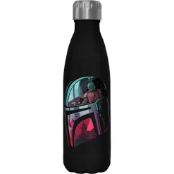 Sale Fifth Sun Star Wars - The Mandalorian Helmet Explanation - Black 17 oz Stainless Steel Bottle