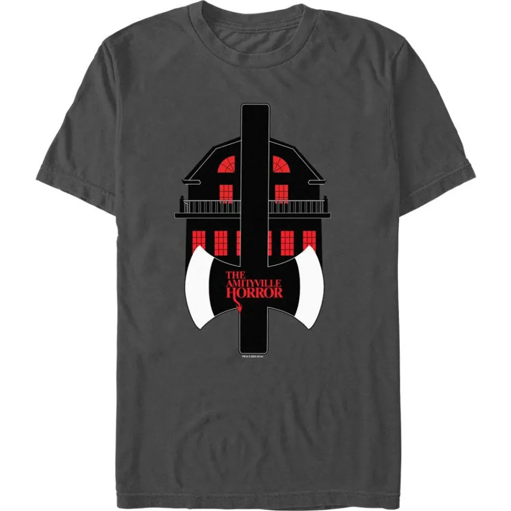 Clearance Fifth Sun Amityville Horror - Amityville Horror House Charcoal Unisex T-Shirt