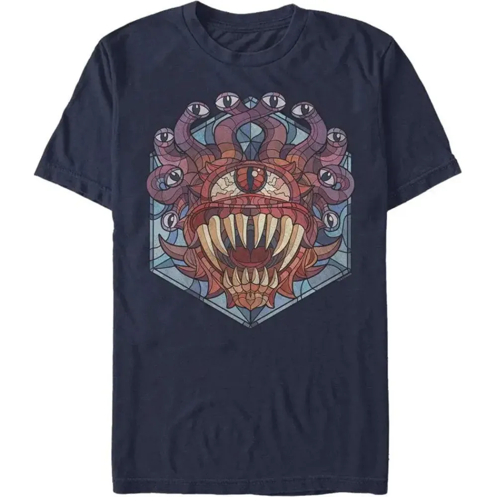 Discount Fifth Sun Dungeons and Dragons - Beholder Stained Glass Monster Icon - T-Shirt