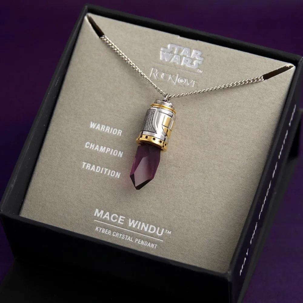 Clearance RockLove Jewelry Star Wars X RockLove Mace Windu Kyber Crystal Necklace